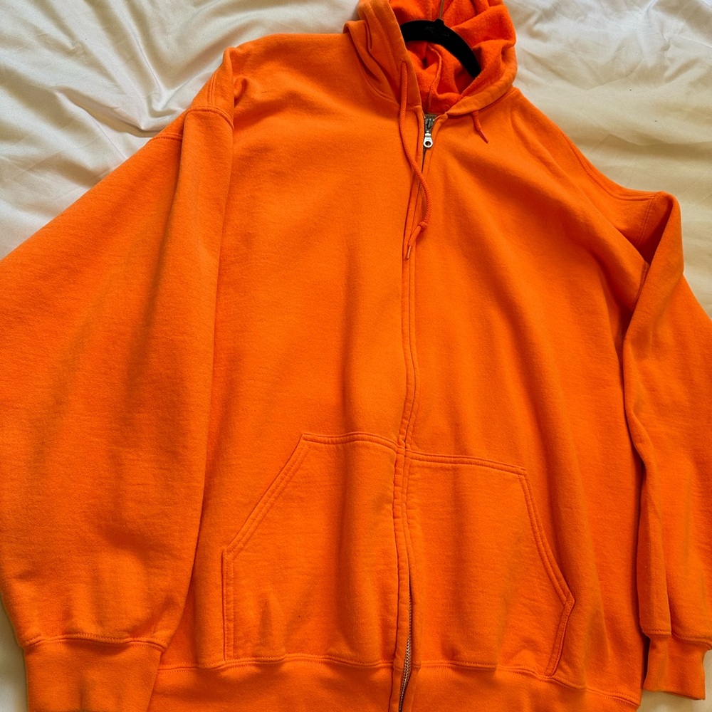 Neon orange zip up hoodie